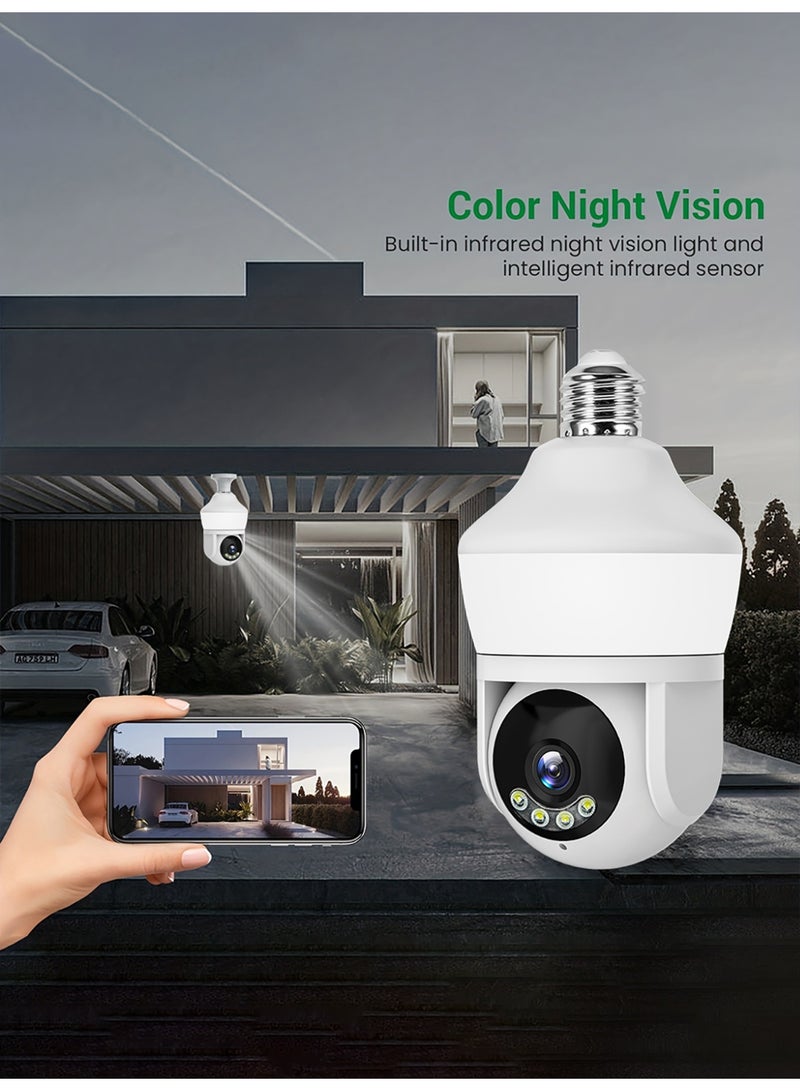 Onno كاميرا أمان دائرية إضاءة LED من نوع PTZ بدقة 2 ميجابكسل، رؤية بانورامية360 درجة، دقة 1080P، واي فاي مزدوج النطاق، صوت ثنائي الاتجاه، كشف حركة، رؤية ليلية ملونة، مراقبة منزلية - Image 3